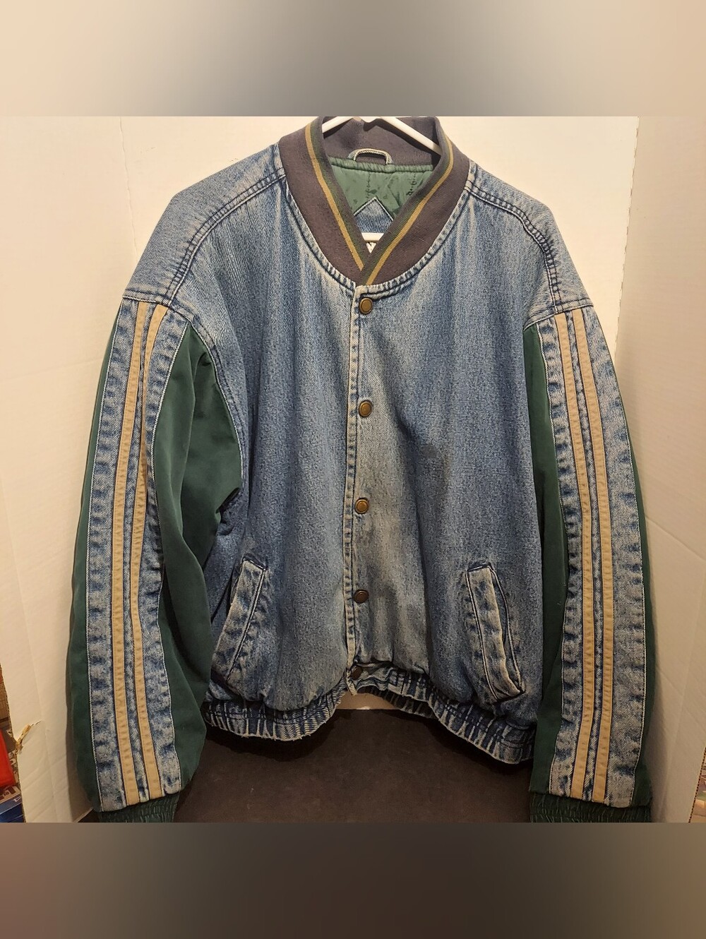 Vintage Yukon Trail Denim Jacket Mens XL Varsity Bomber 80s 90s Raglan Sleeves